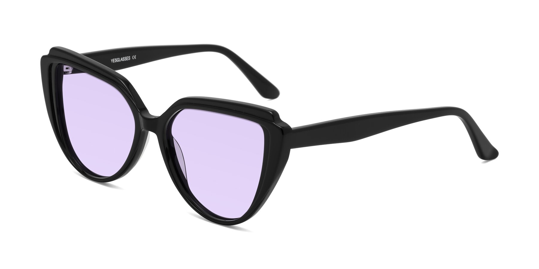 Angle of Zubar in Black with Light Purple Tinted Lenses