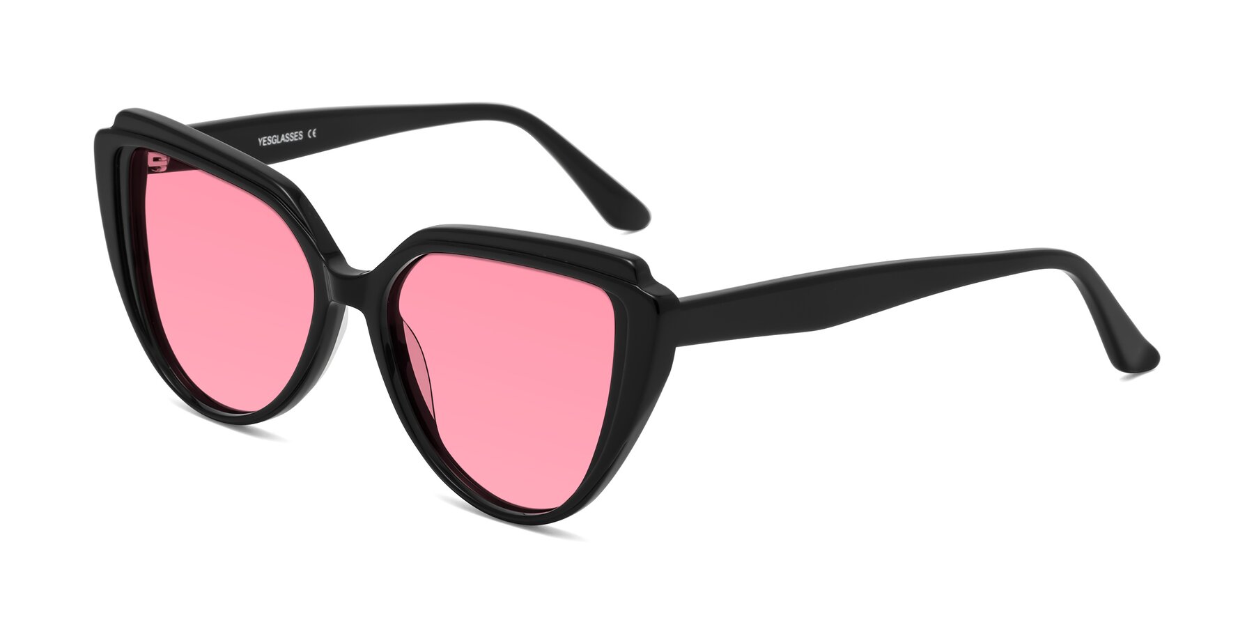 Angle of Zubar in Black with Pink Tinted Lenses