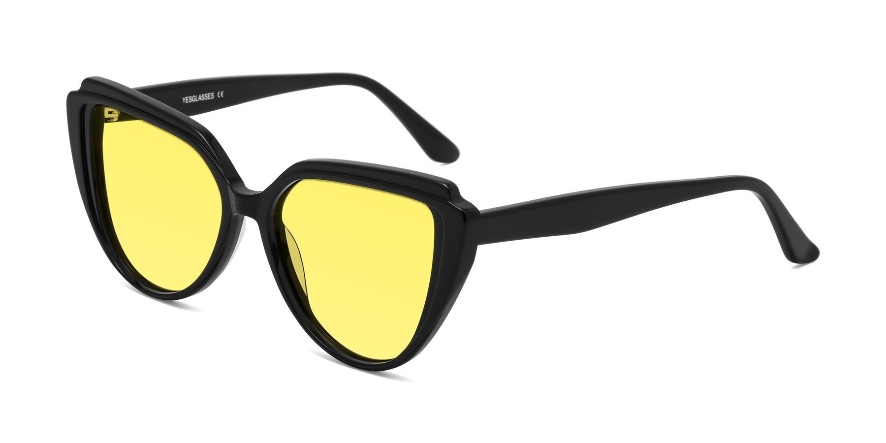 Angle of Zubar in Black with Medium Yellow Tinted Lenses