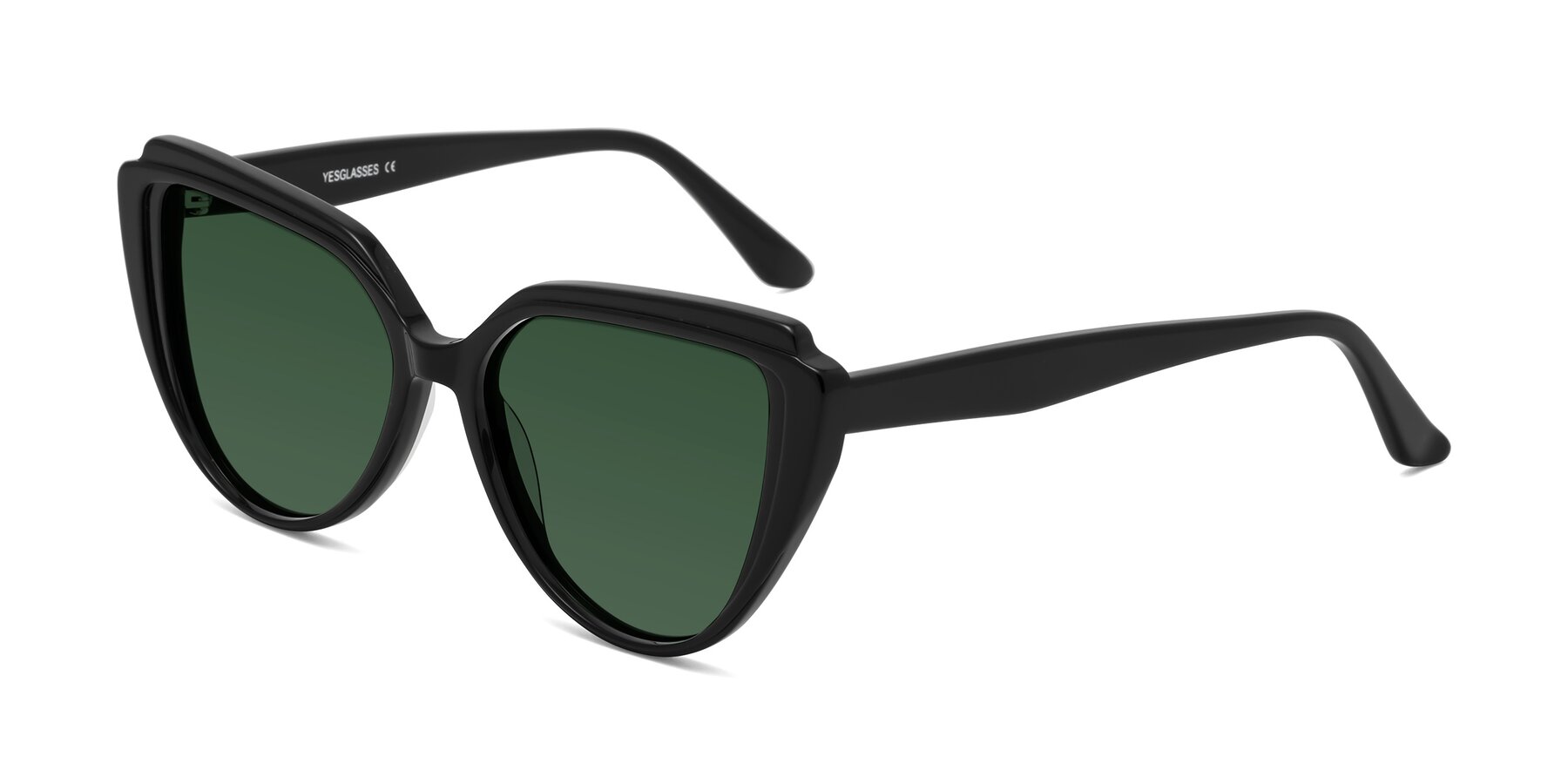 Angle of Zubar in Black with Green Tinted Lenses