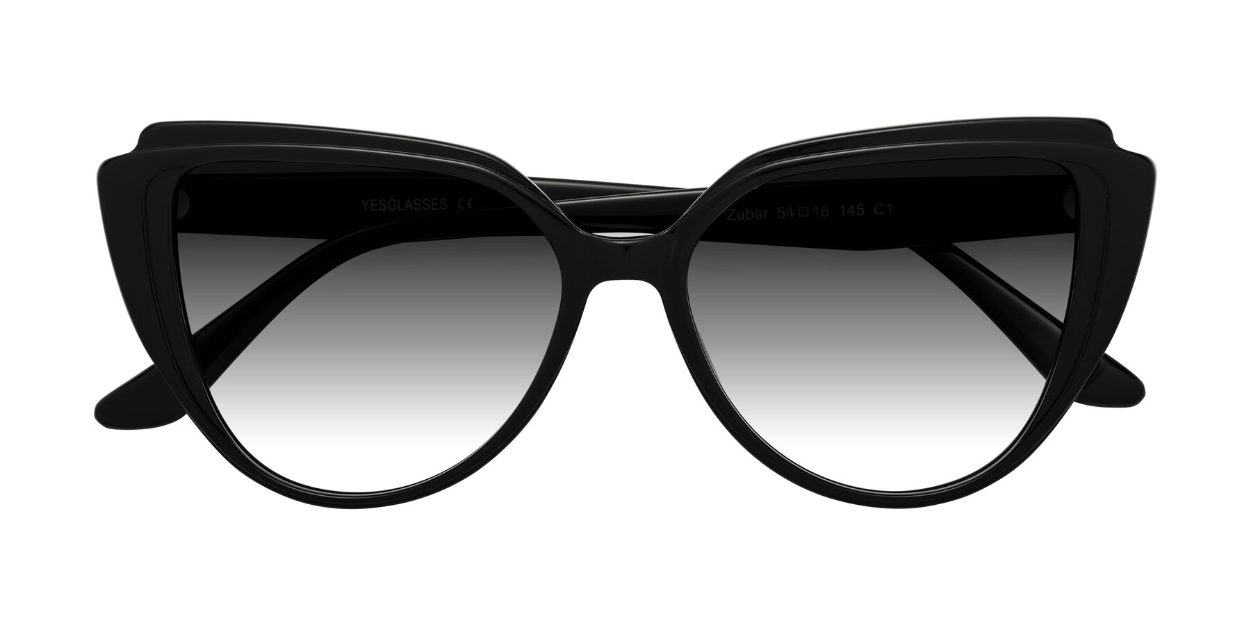 Folded Front of Zubar in Black with Gray Gradient Lenses