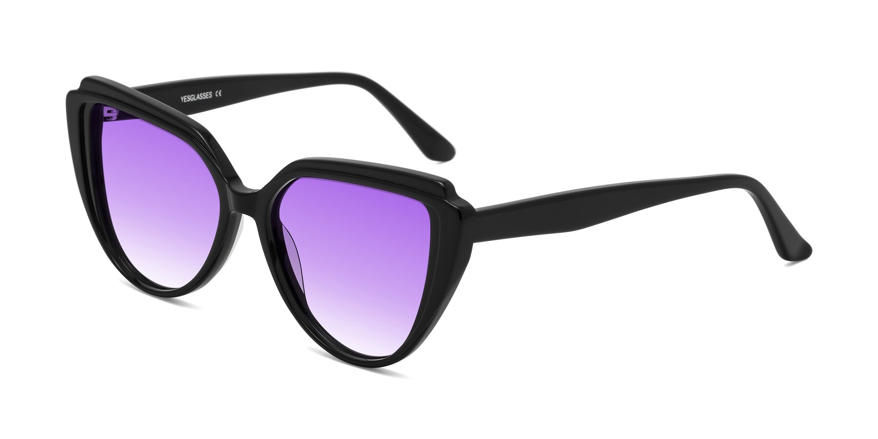 Angle of Zubar in Black with Purple Gradient Lenses