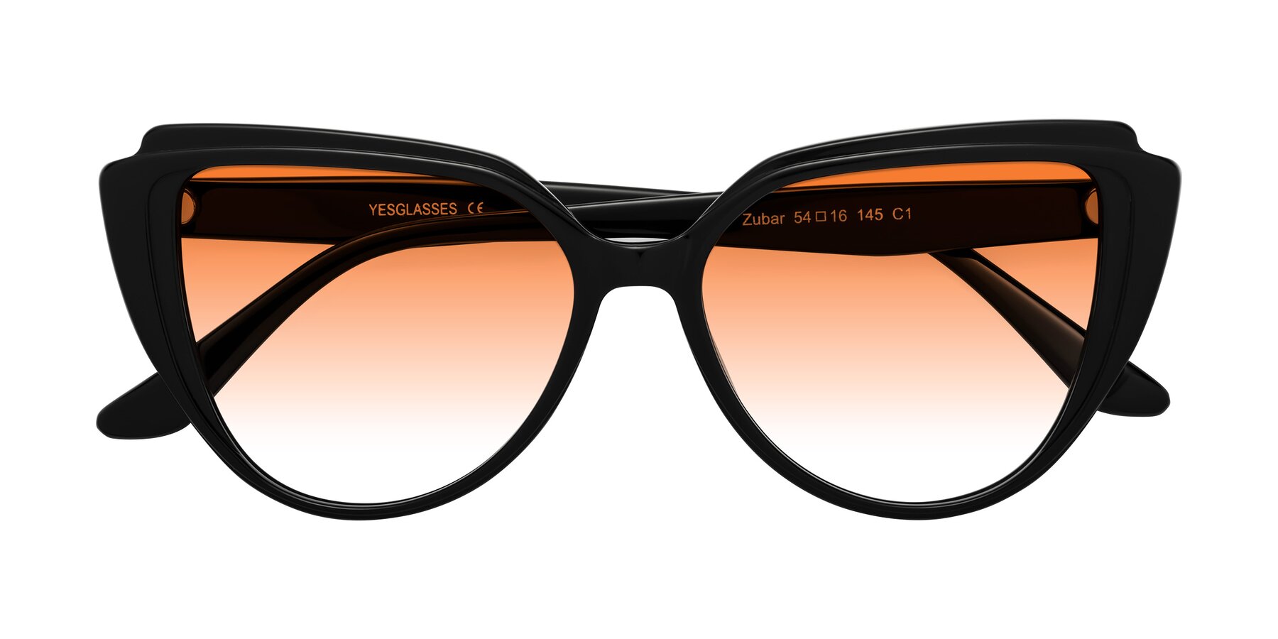Folded Front of Zubar in Black with Orange Gradient Lenses