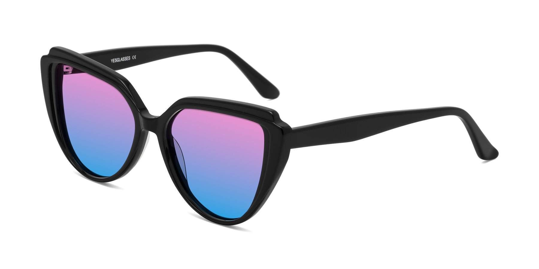 Angle of Zubar in Black with Pink / Blue Gradient Lenses