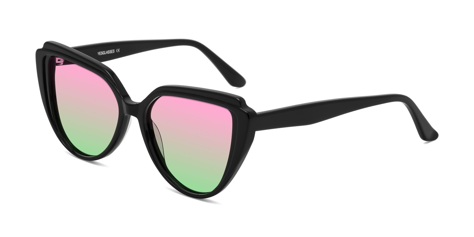 Angle of Zubar in Black with Pink / Green Gradient Lenses