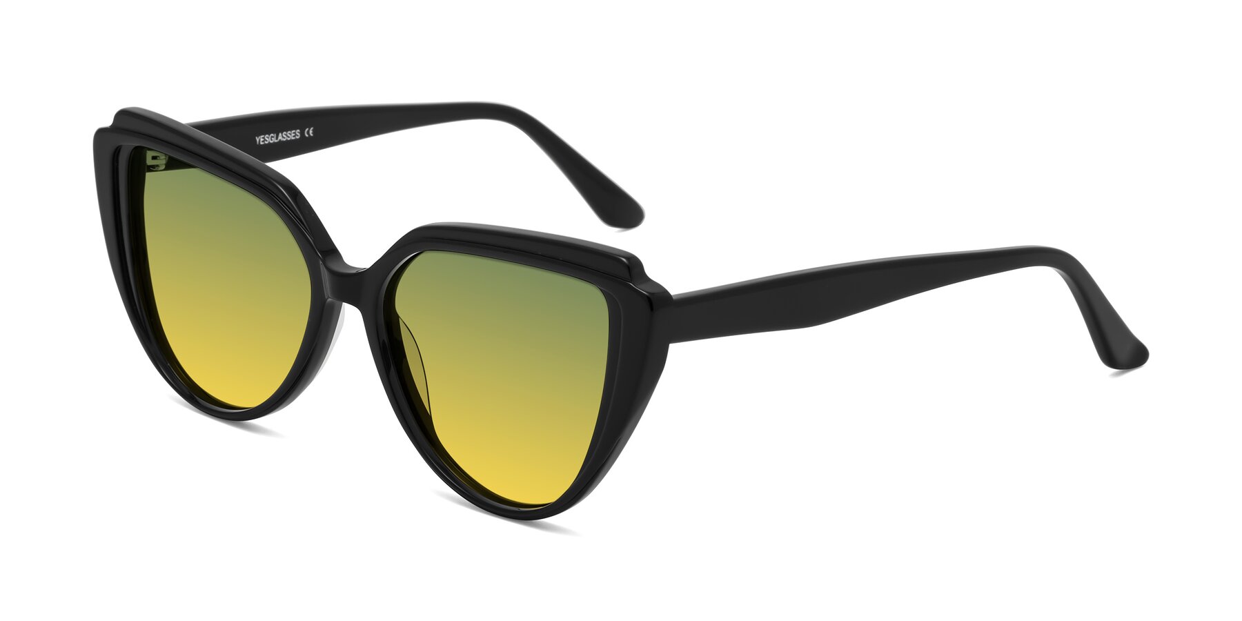 Angle of Zubar in Black with Green / Yellow Gradient Lenses