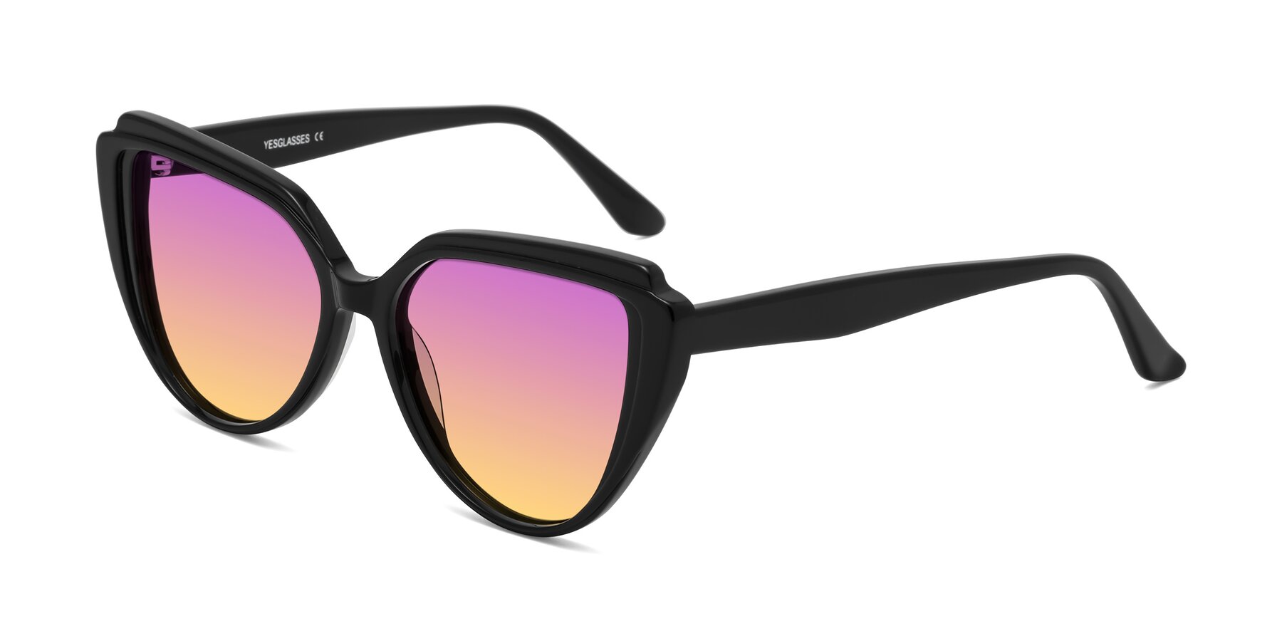 Angle of Zubar in Black with Purple / Yellow Gradient Lenses