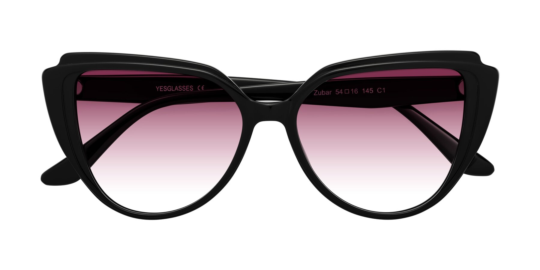 Folded Front of Zubar in Black with Wine Gradient Lenses