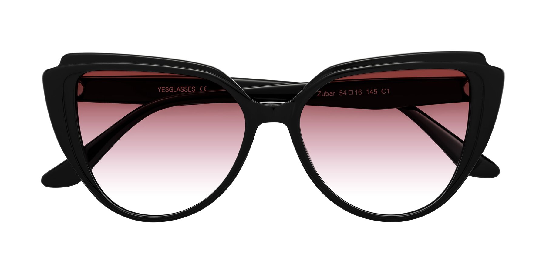 Folded Front of Zubar in Black with Garnet Gradient Lenses