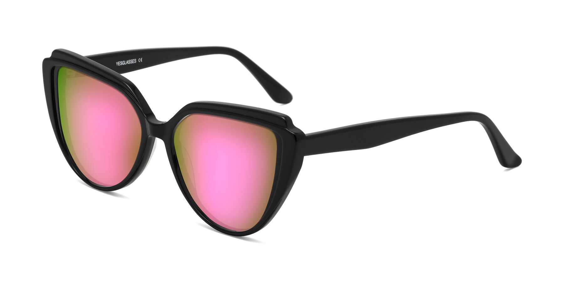 Angle of Zubar in Black with Pink Mirrored Lenses
