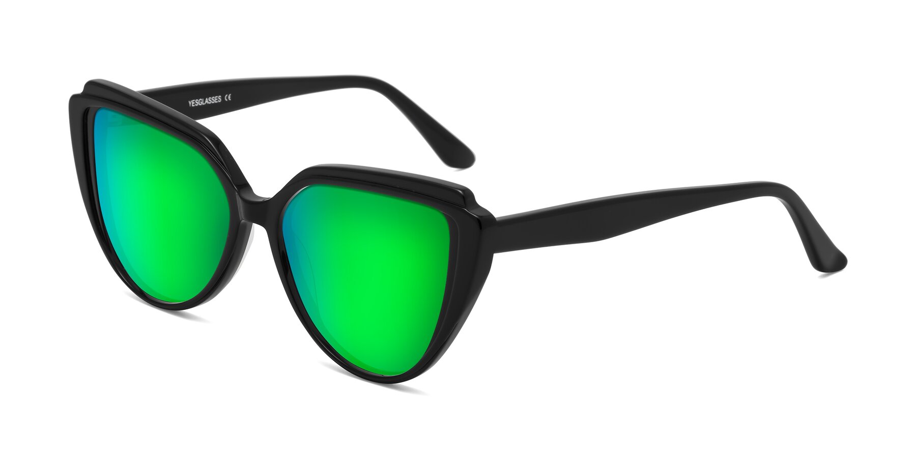 Angle of Zubar in Black with Green Mirrored Lenses