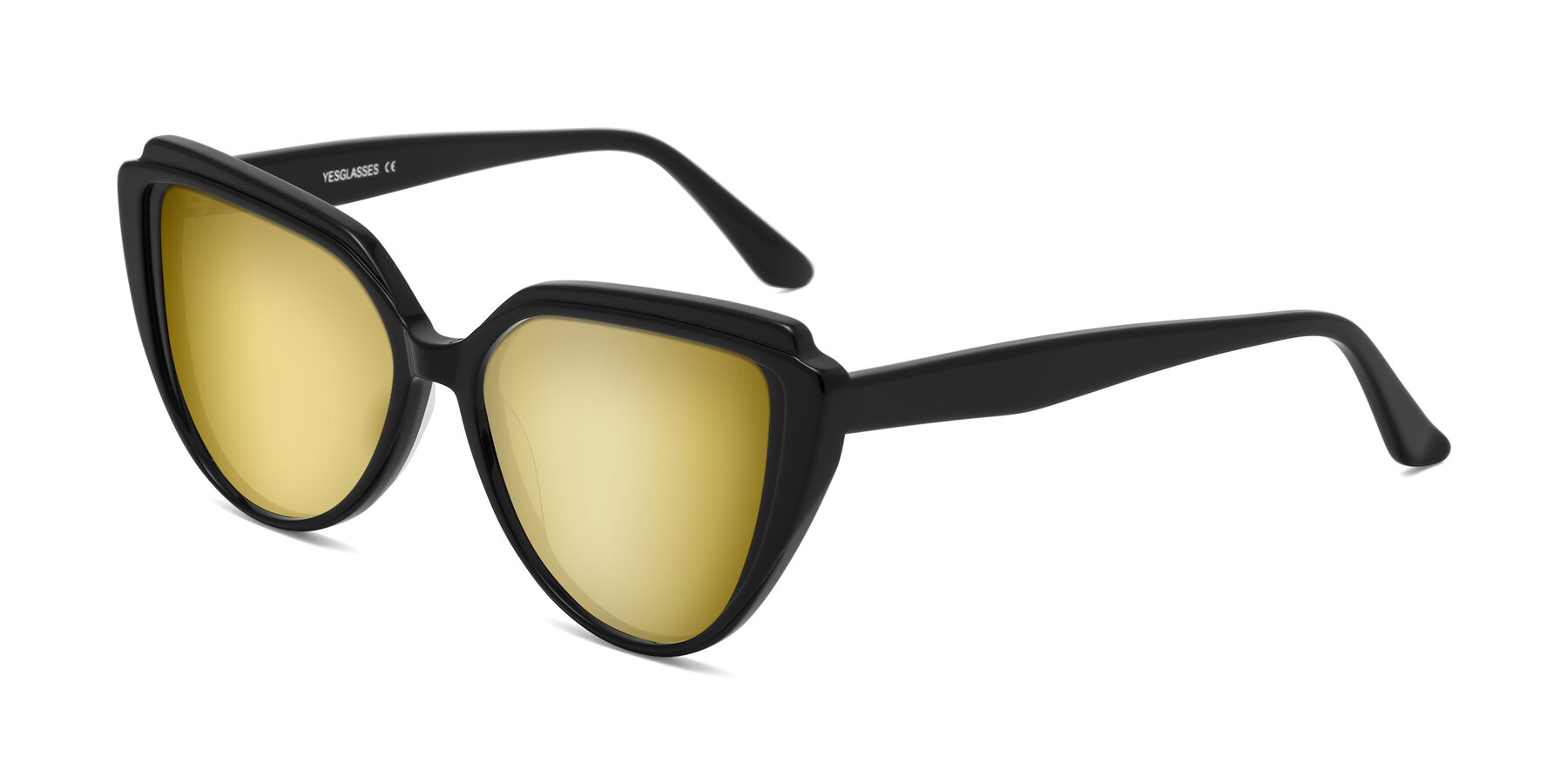 Angle of Zubar in Black with Gold Mirrored Lenses