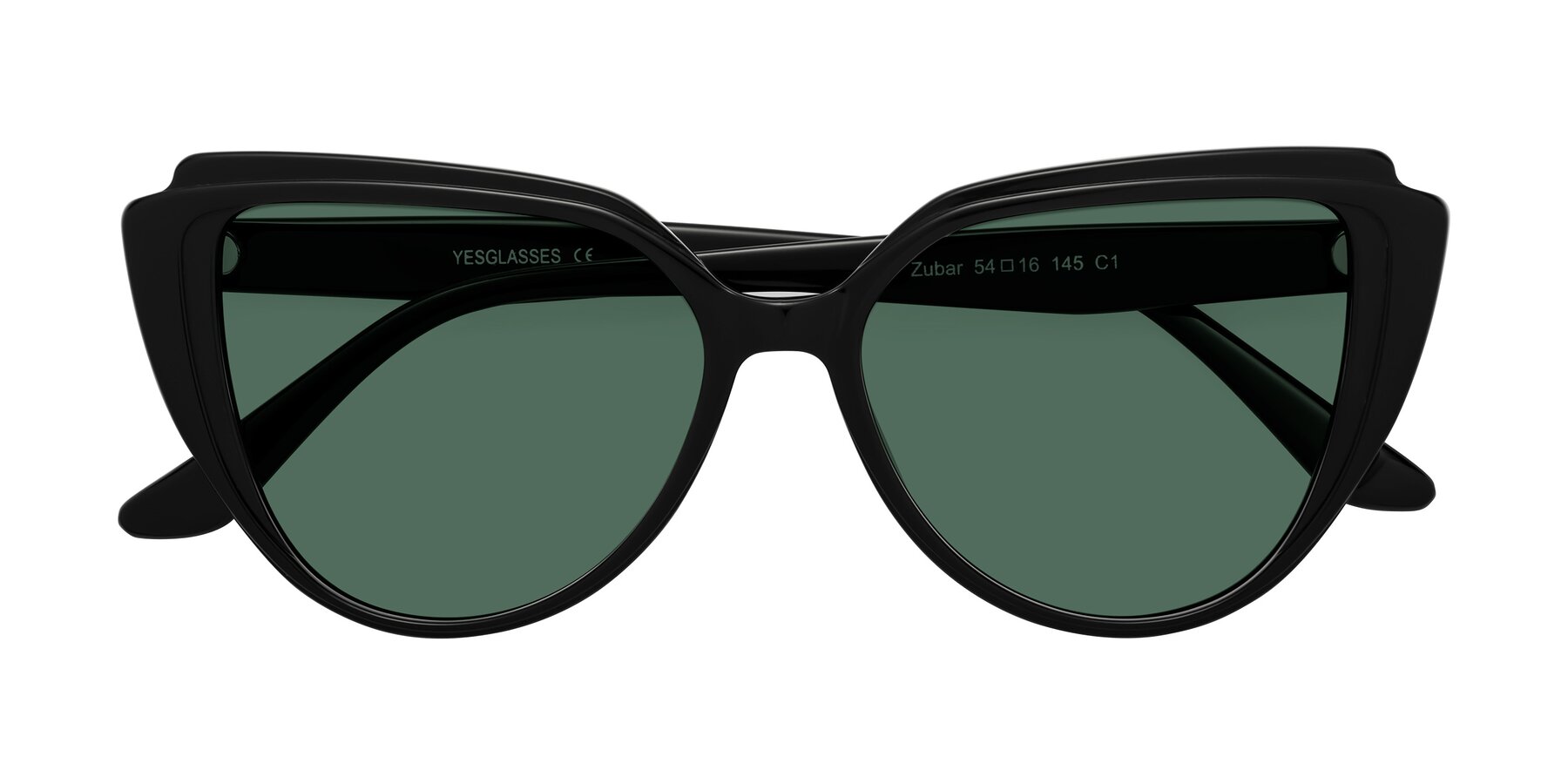 Folded Front of Zubar in Black with Green Polarized Lenses