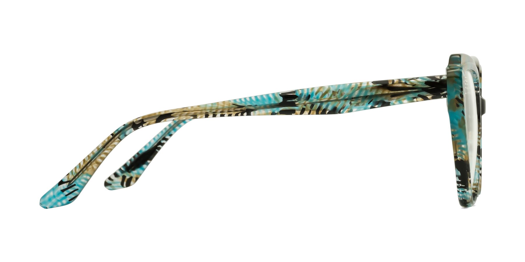 Side of Zubar in Cyan Snake Print with Clear Blue Light Blocking Lenses