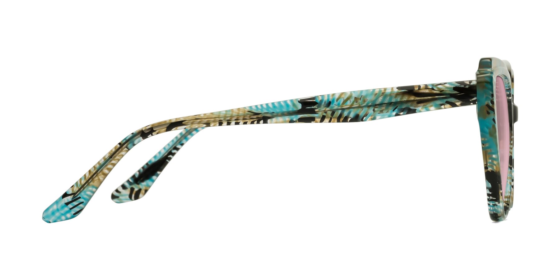 Side of Zubar in Cyan Snake Print with Light Wine Tinted Lenses