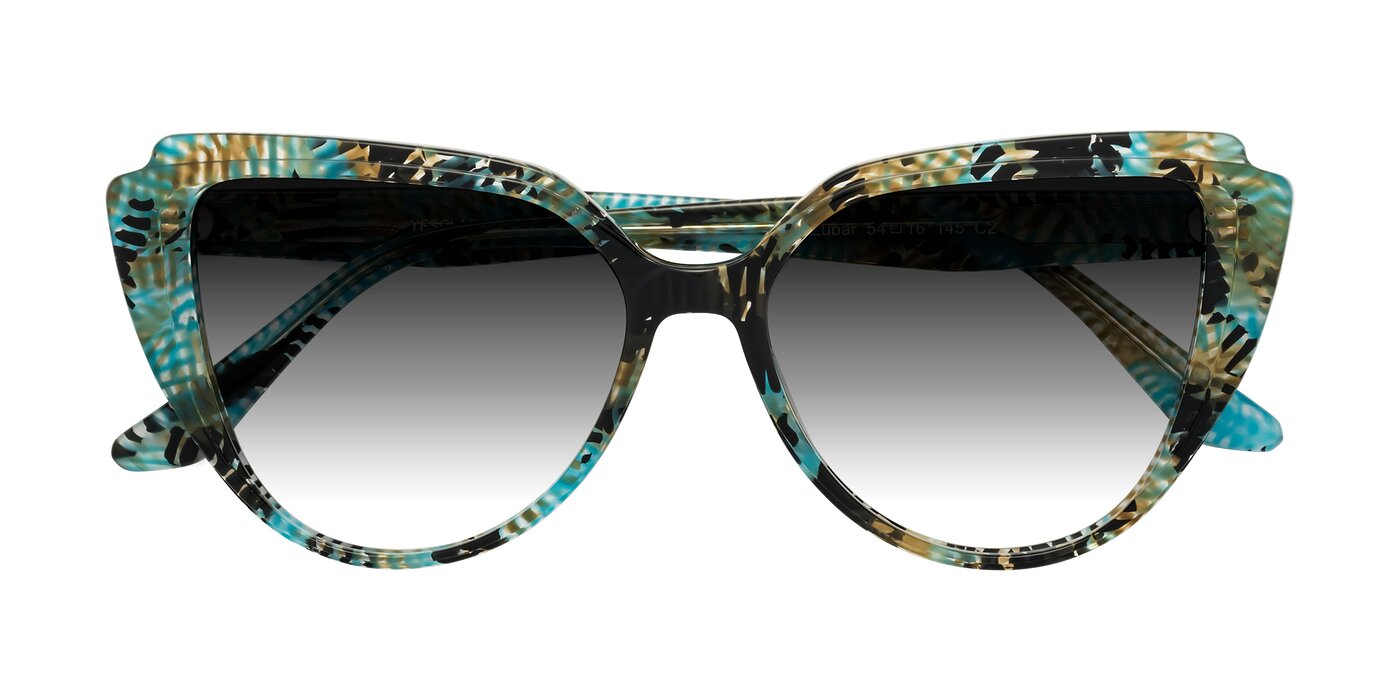 Zubar - Cyan Snake Print Gradient Sunglasses