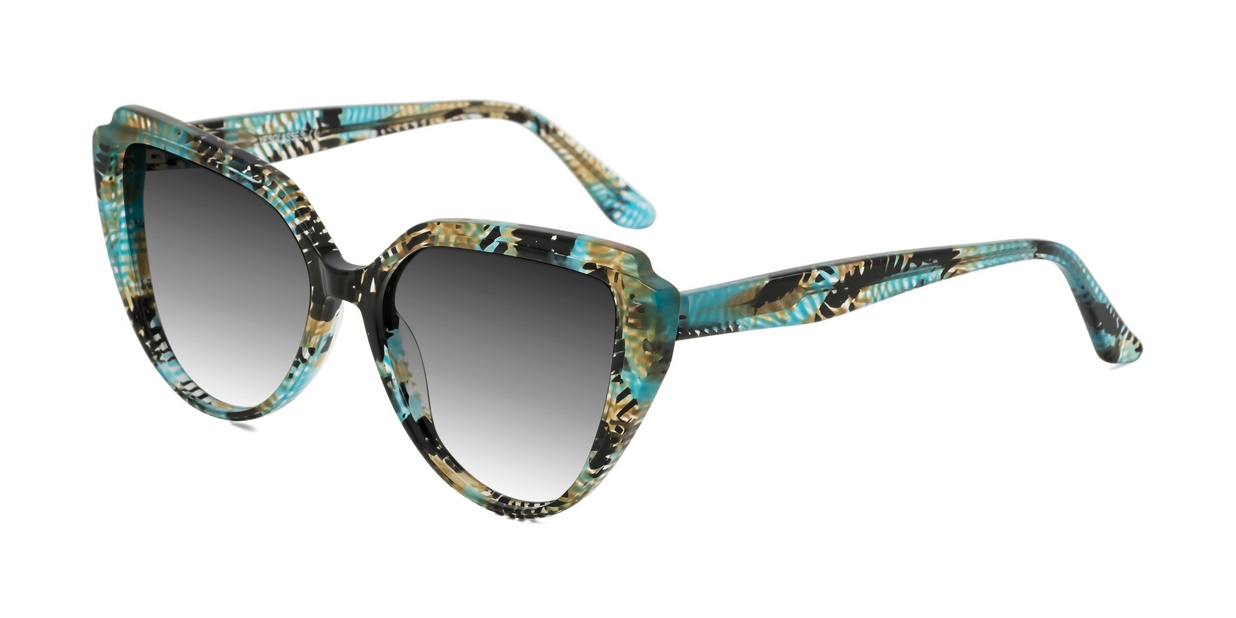 Angle of Zubar in Cyan Snake Print with Gray Gradient Lenses