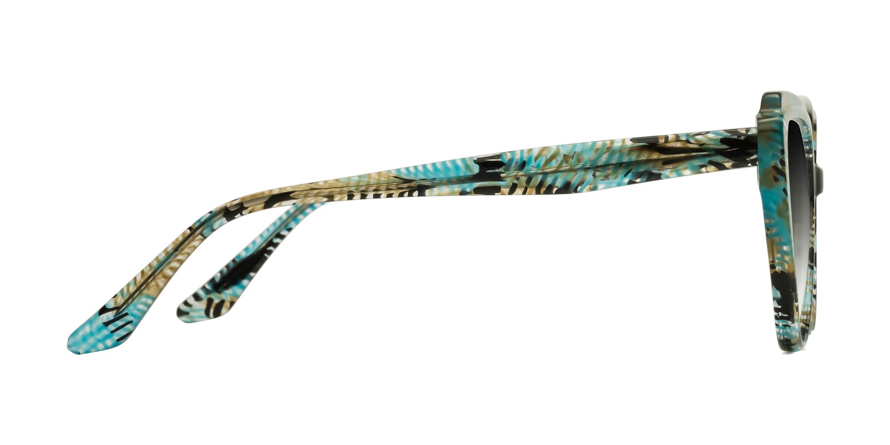 Side of Zubar in Cyan Snake Print with Gray Gradient Lenses