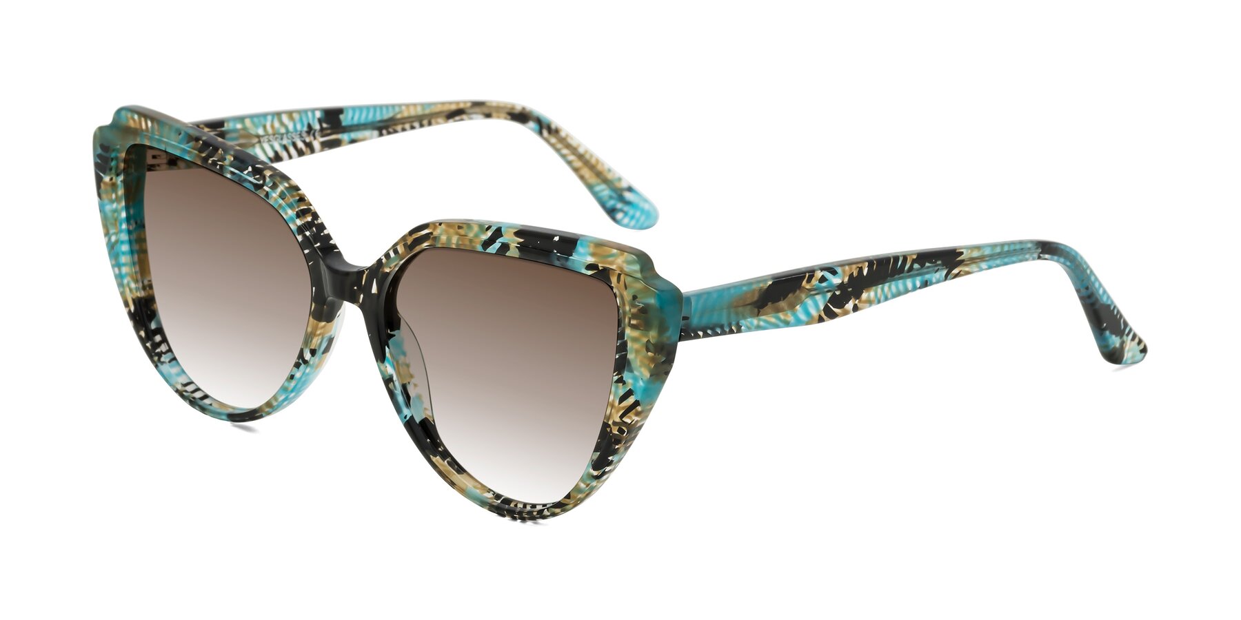 Angle of Zubar in Cyan Snake Print with Brown Gradient Lenses