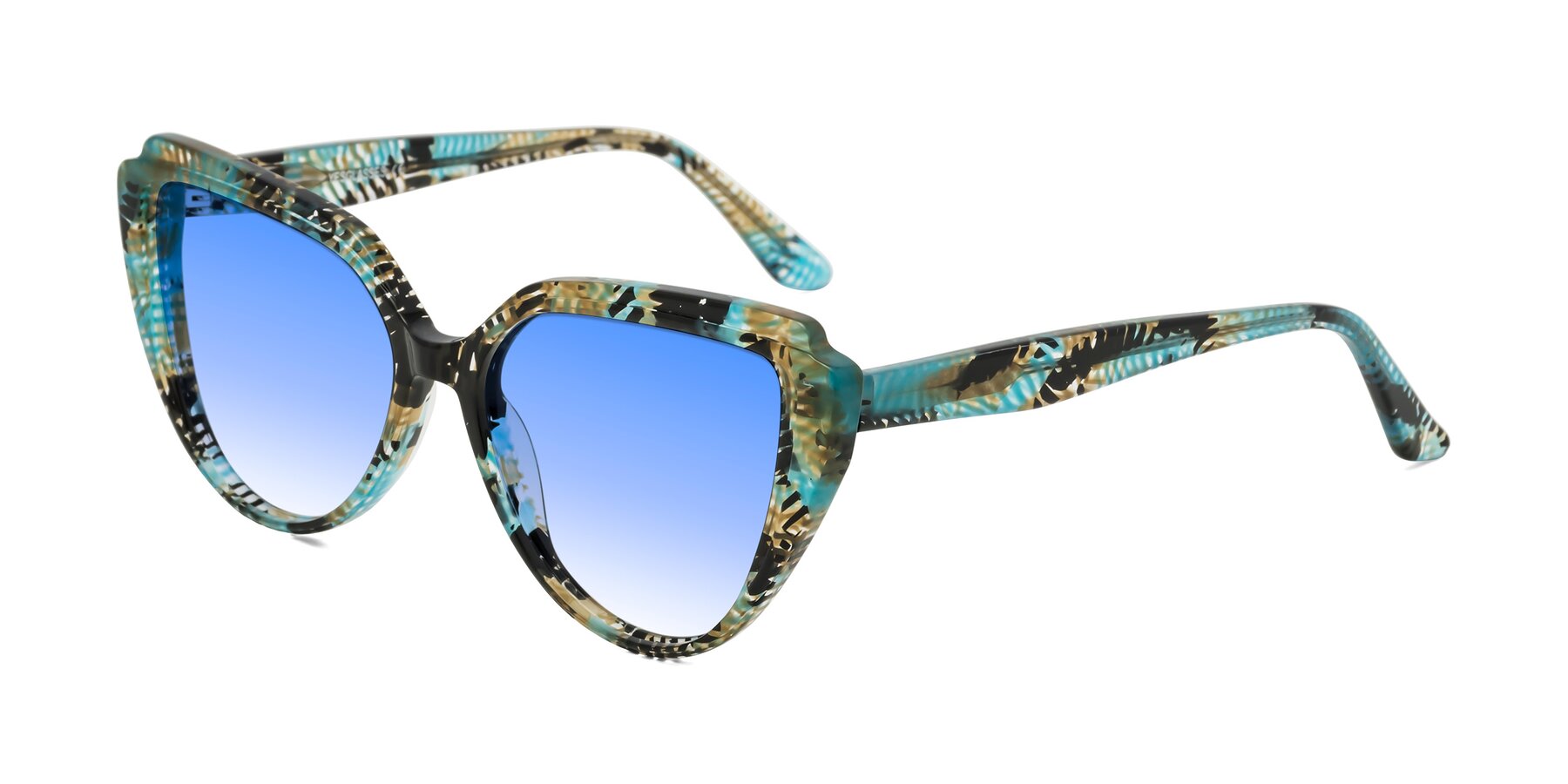 Angle of Zubar in Cyan Snake Print with Blue Gradient Lenses