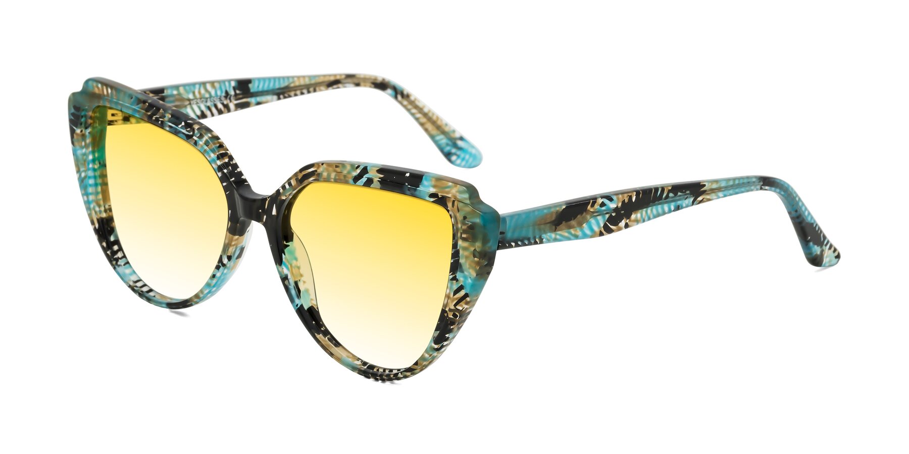 Angle of Zubar in Cyan Snake Print with Yellow Gradient Lenses