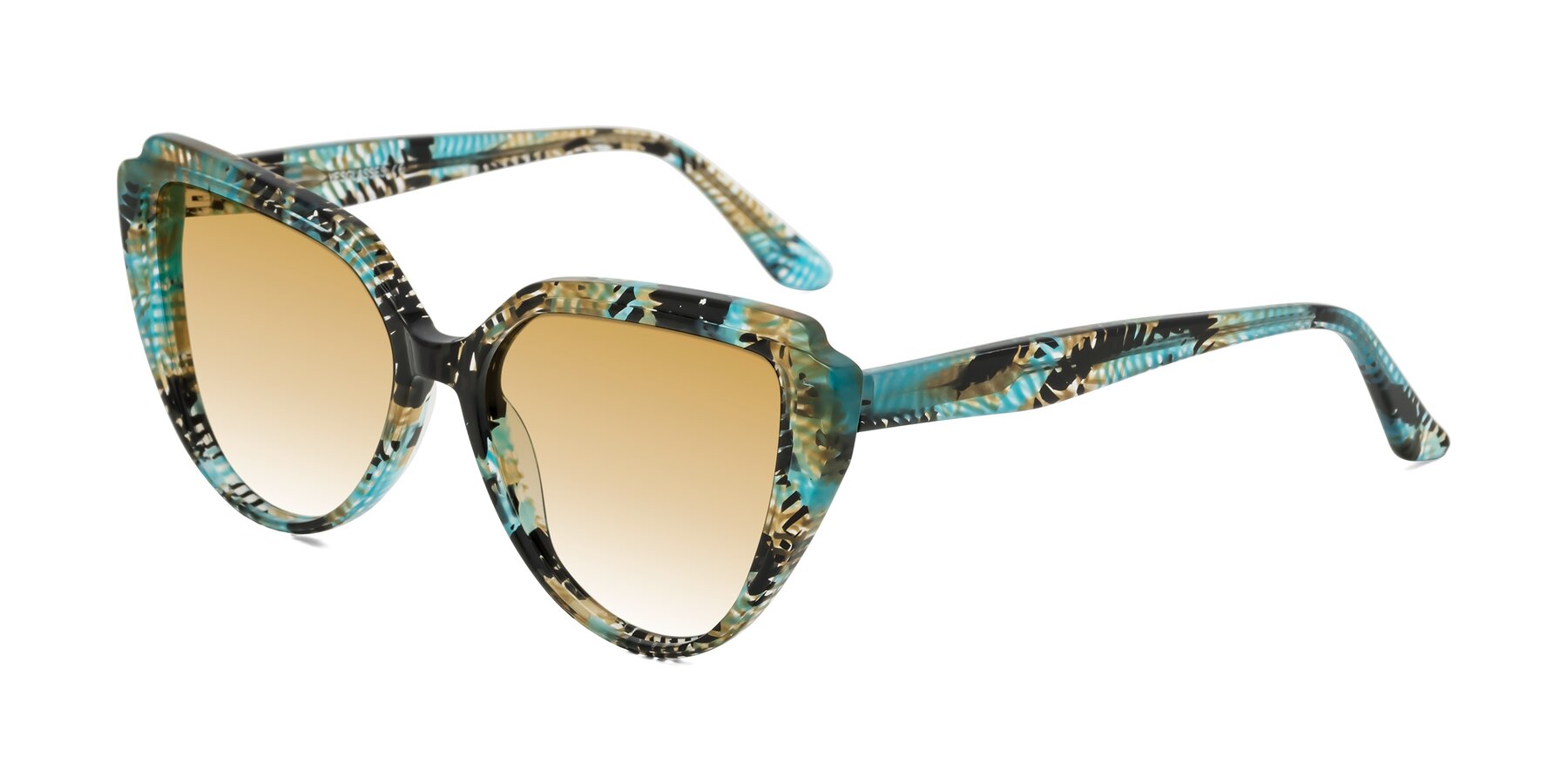 Angle of Zubar in Cyan Snake Print with Champagne Gradient Lenses