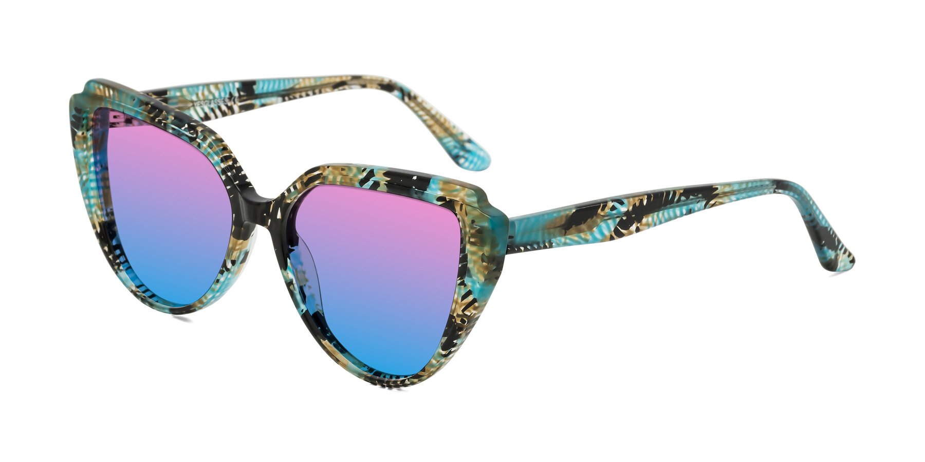 Angle of Zubar in Cyan Snake Print with Pink / Blue Gradient Lenses
