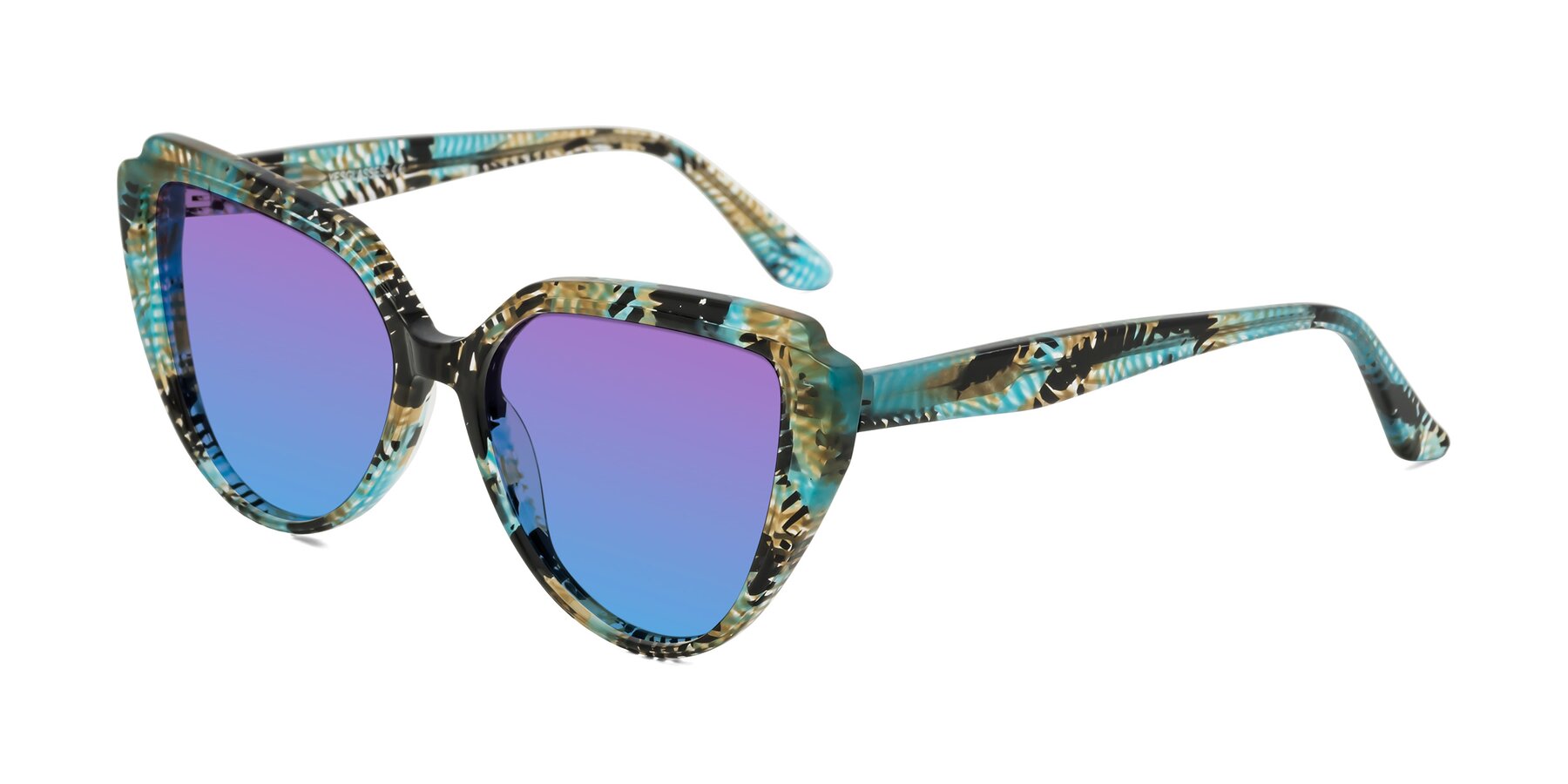 Angle of Zubar in Cyan Snake Print with Purple / Blue Gradient Lenses