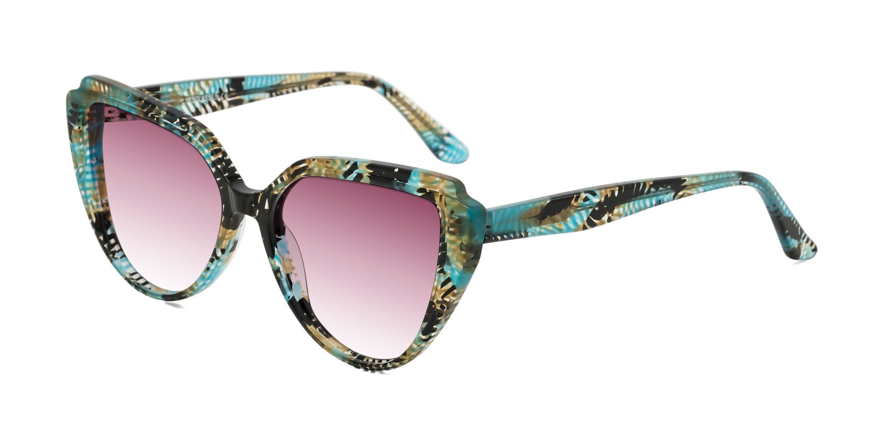 Angle of Zubar in Cyan Snake Print with Wine Gradient Lenses