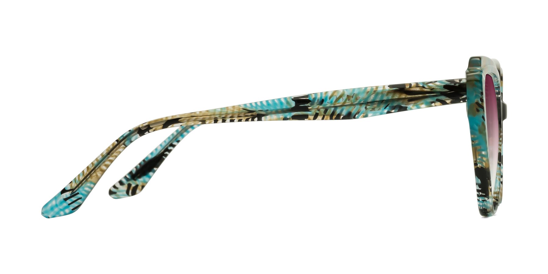 Side of Zubar in Cyan Snake Print with Wine Gradient Lenses