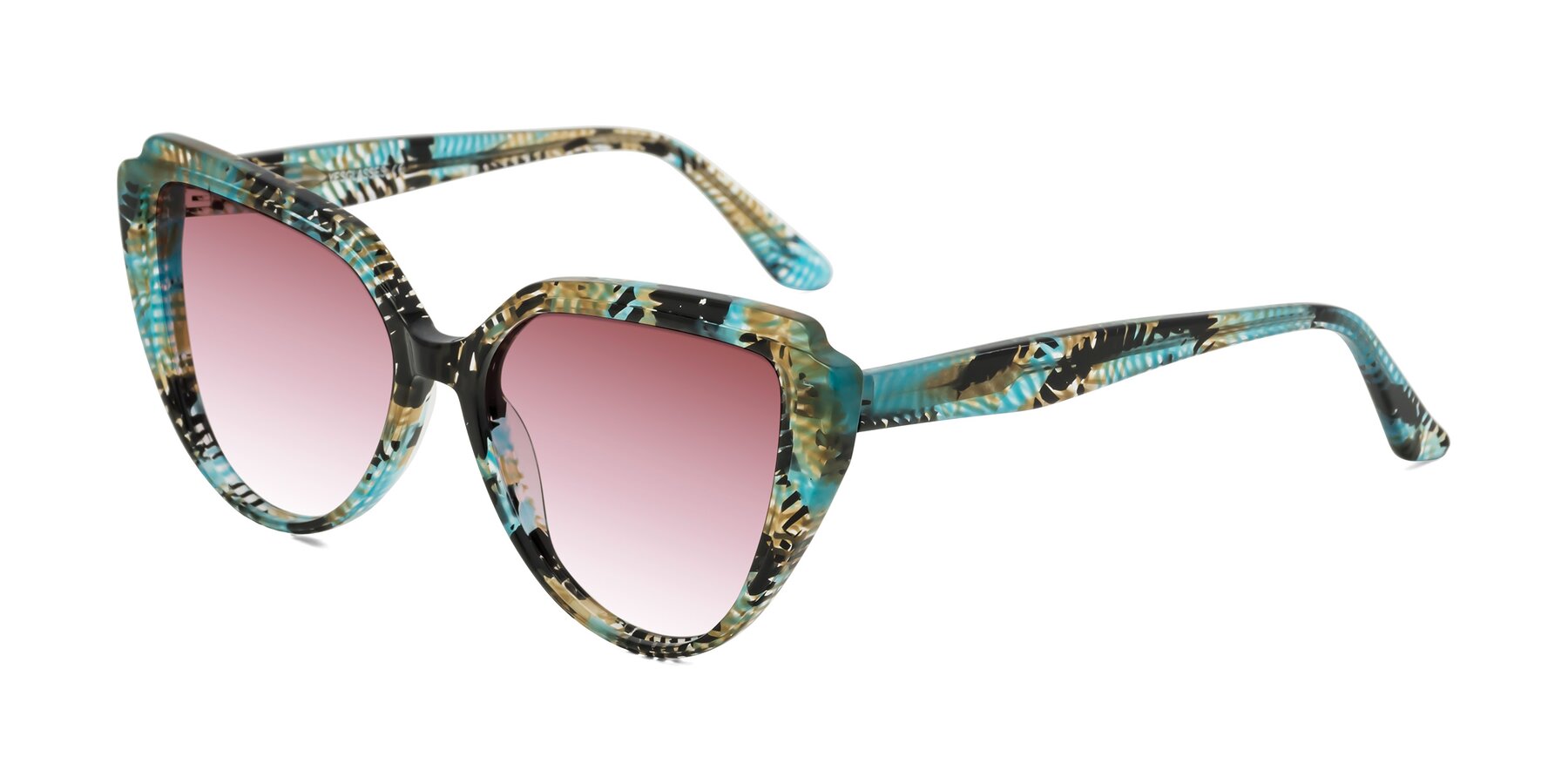 Angle of Zubar in Cyan Snake Print with Garnet Gradient Lenses