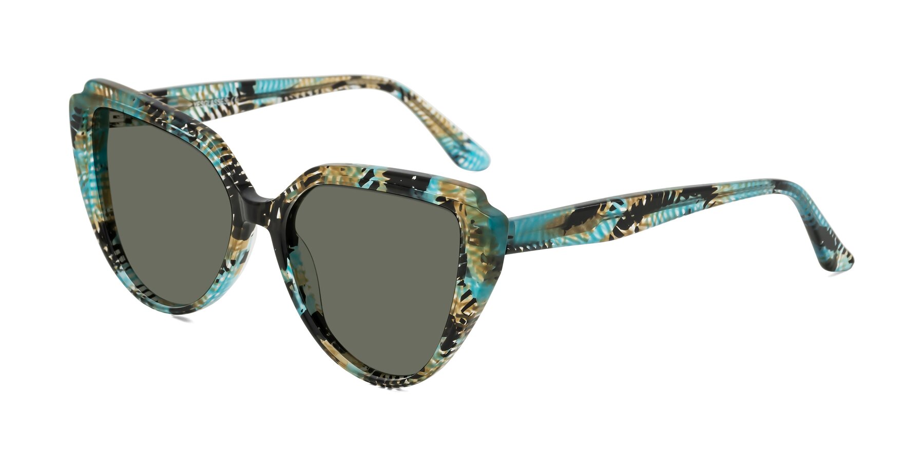 Angle of Zubar in Cyan Snake Print with Gray Polarized Lenses