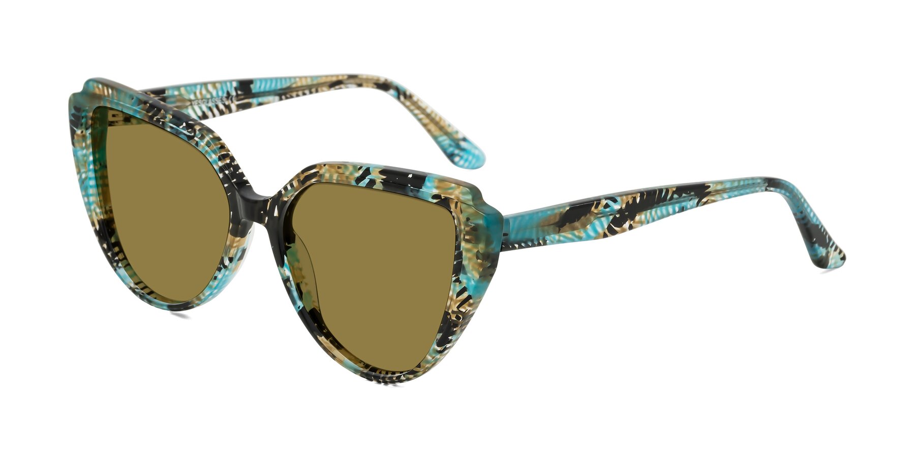Angle of Zubar in Cyan Snake Print with Brown Polarized Lenses