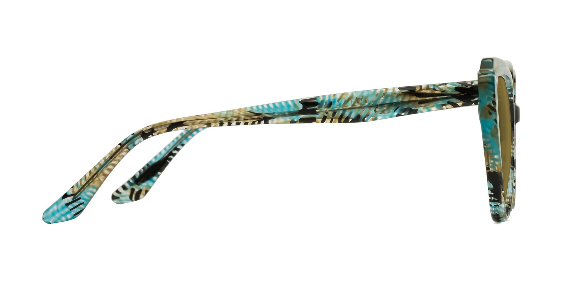 Side of Zubar in Cyan Snake Print with Brown Polarized Lenses