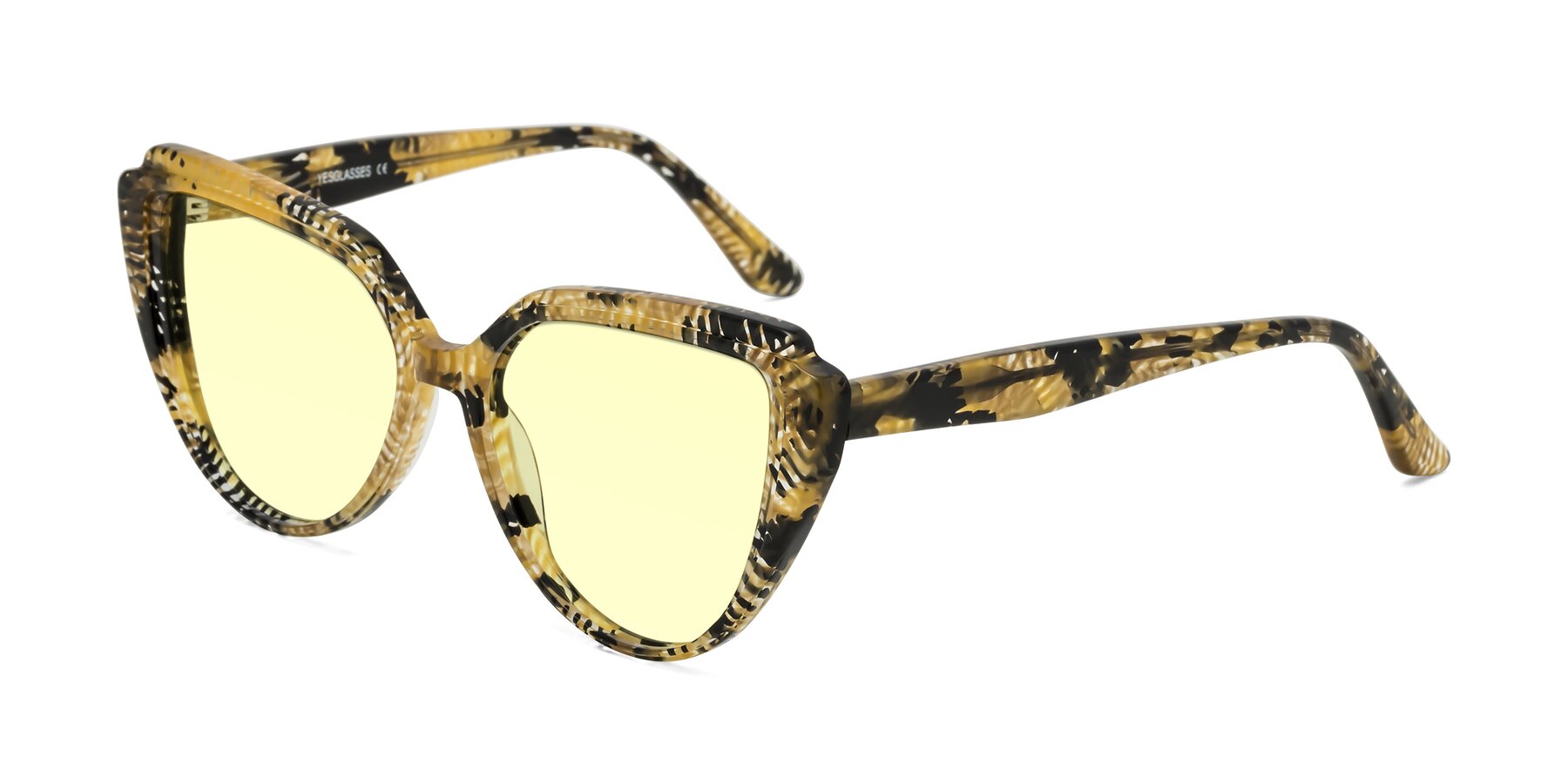 Angle of Zubar in Yellow Snake Print with Light Yellow Tinted Lenses