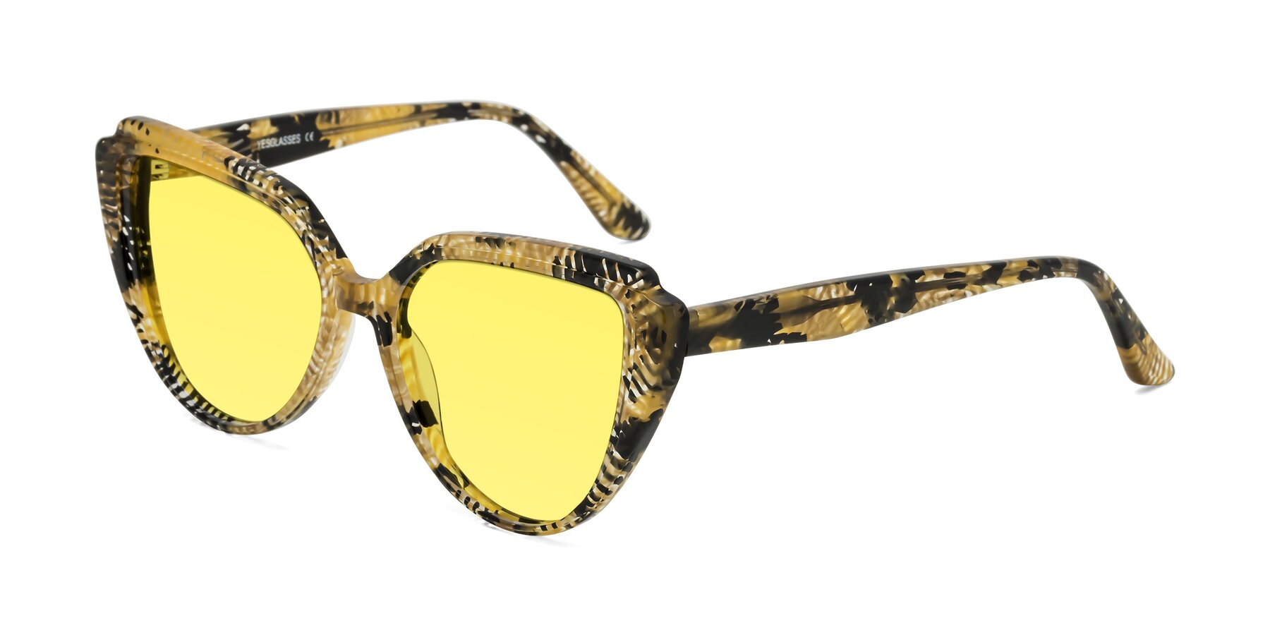 Angle of Zubar in Yellow Snake Print with Medium Yellow Tinted Lenses