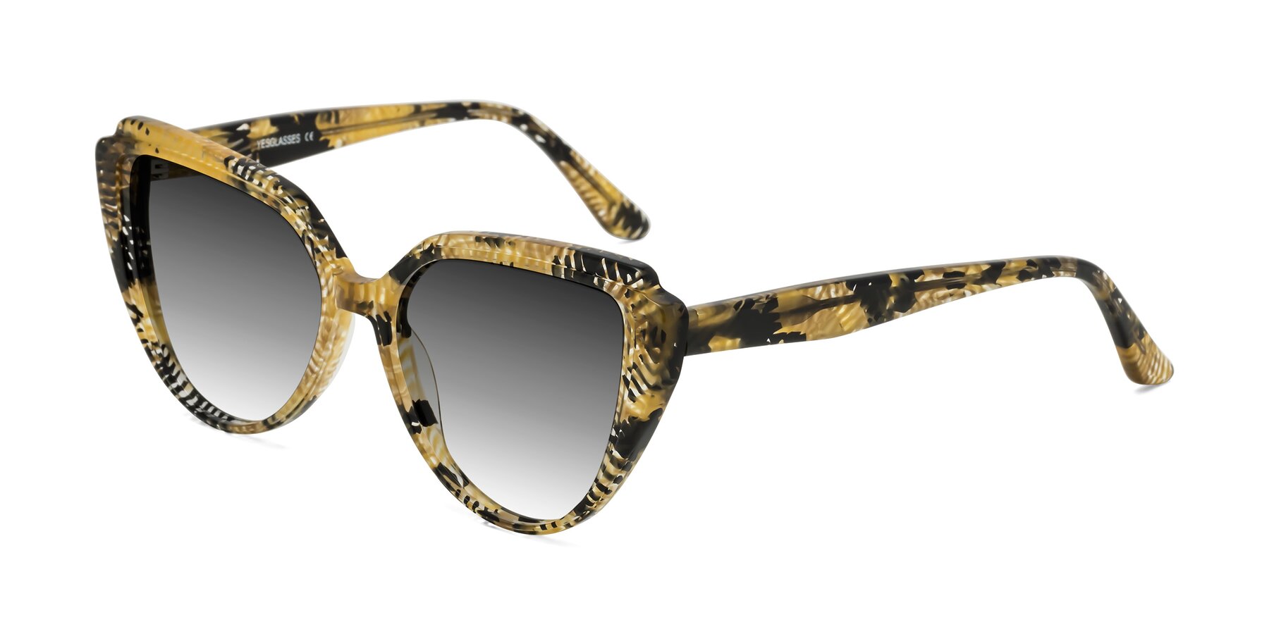 Angle of Zubar in Yellow Snake Print with Gray Gradient Lenses