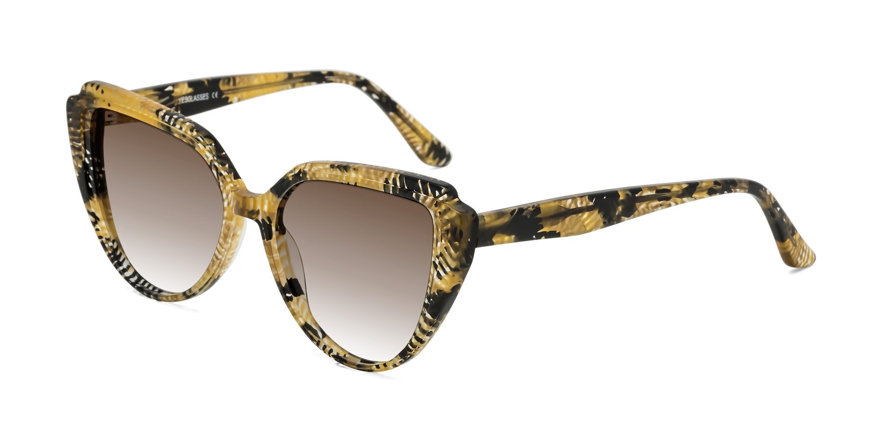 Angle of Zubar in Yellow Snake Print with Brown Gradient Lenses