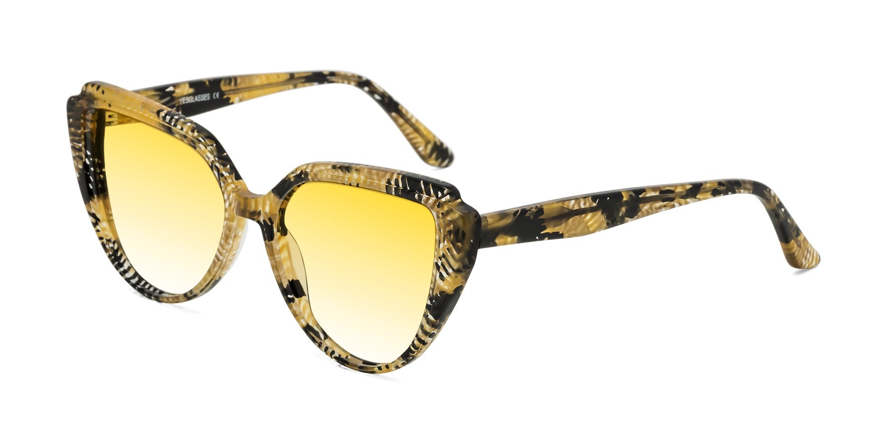 Angle of Zubar in Yellow Snake Print with Yellow Gradient Lenses