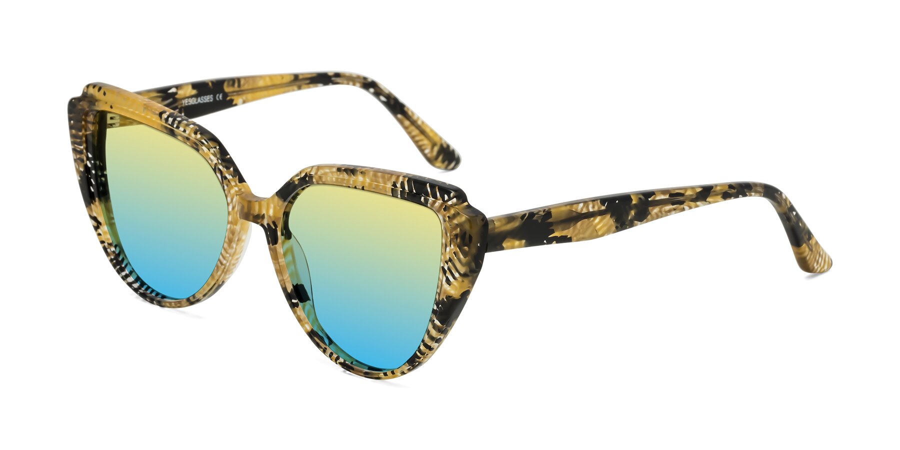 Angle of Zubar in Yellow Snake Print with Yellow / Blue Gradient Lenses