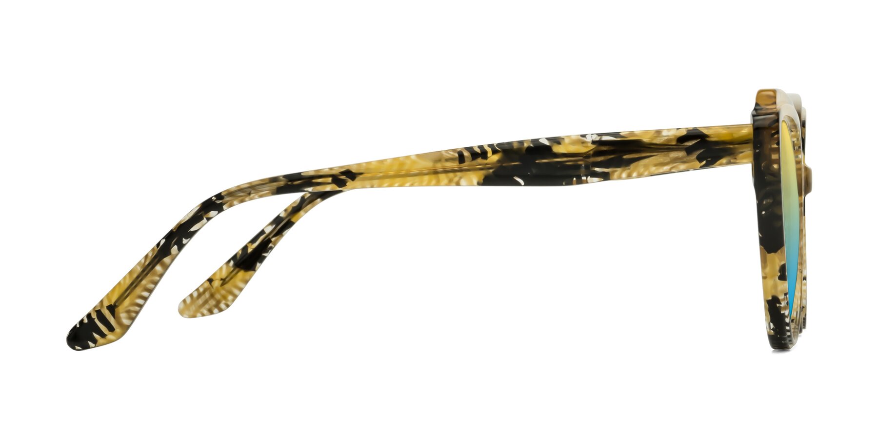 Side of Zubar in Yellow Snake Print with Yellow / Blue Gradient Lenses