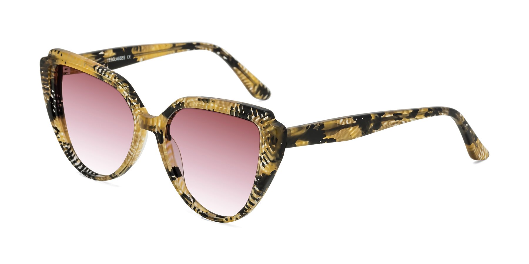 Angle of Zubar in Yellow Snake Print with Garnet Gradient Lenses