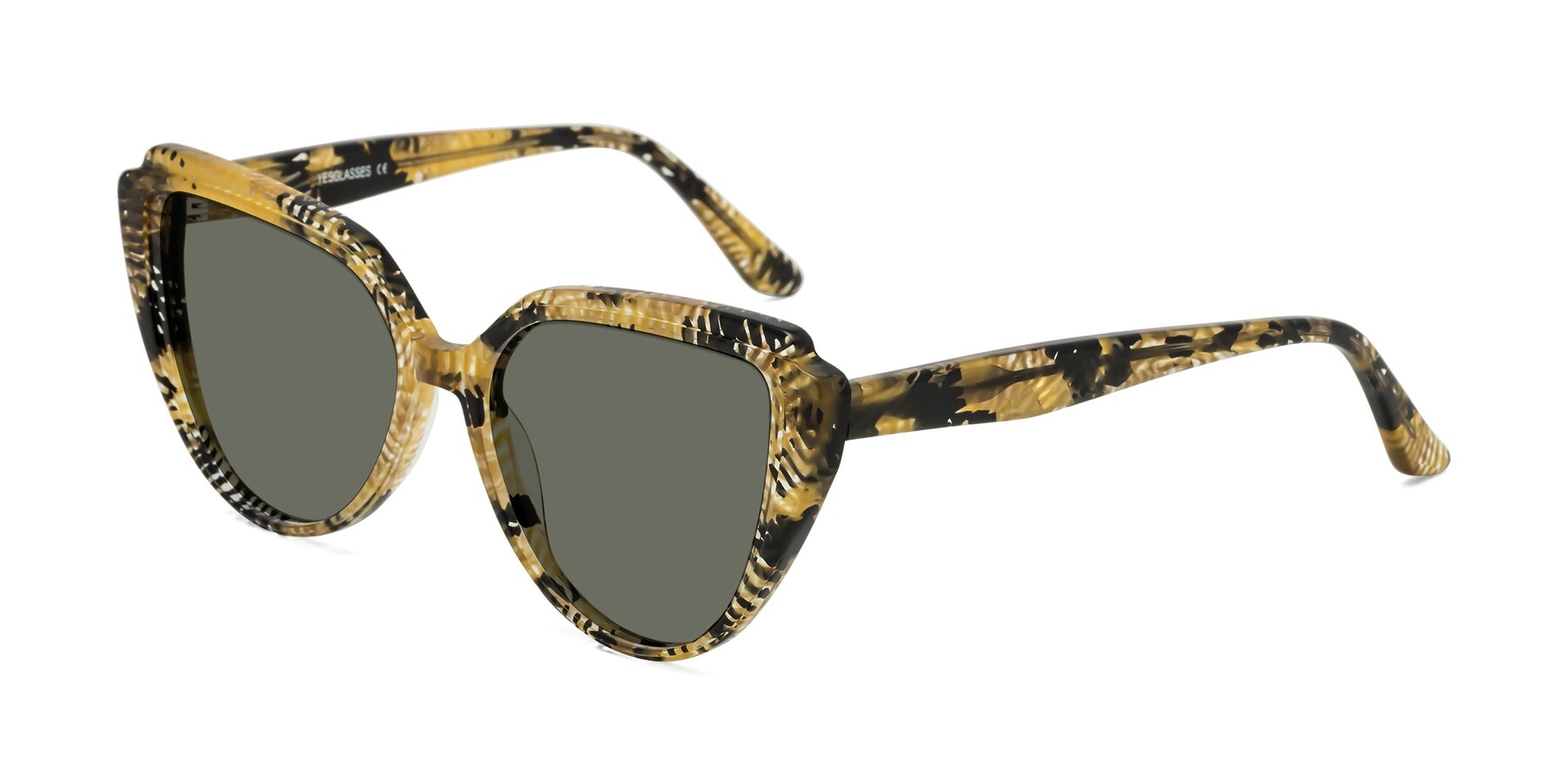 Angle of Zubar in Yellow Snake Print with Gray Polarized Lenses