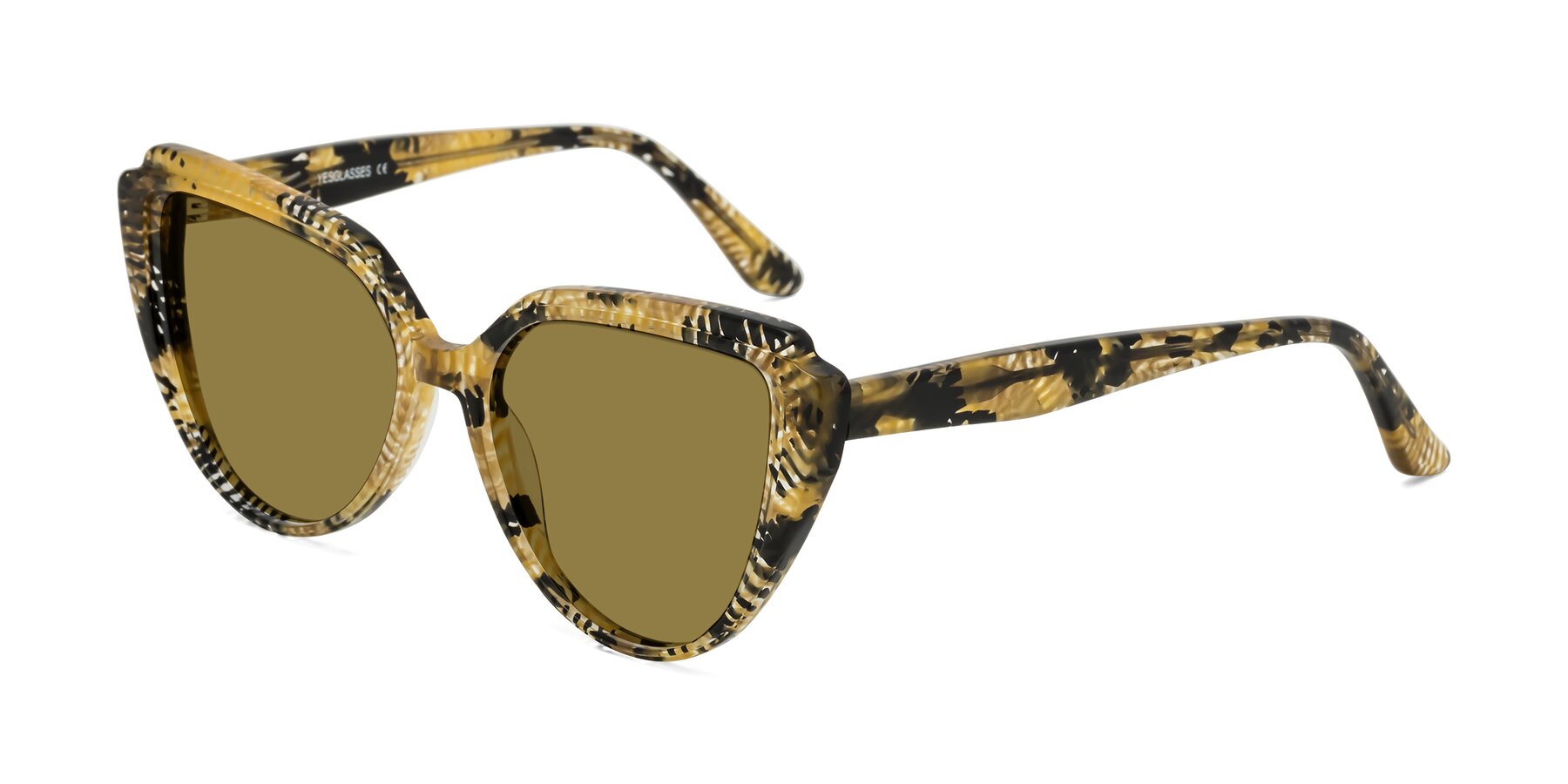 Angle of Zubar in Yellow Snake Print with Brown Polarized Lenses