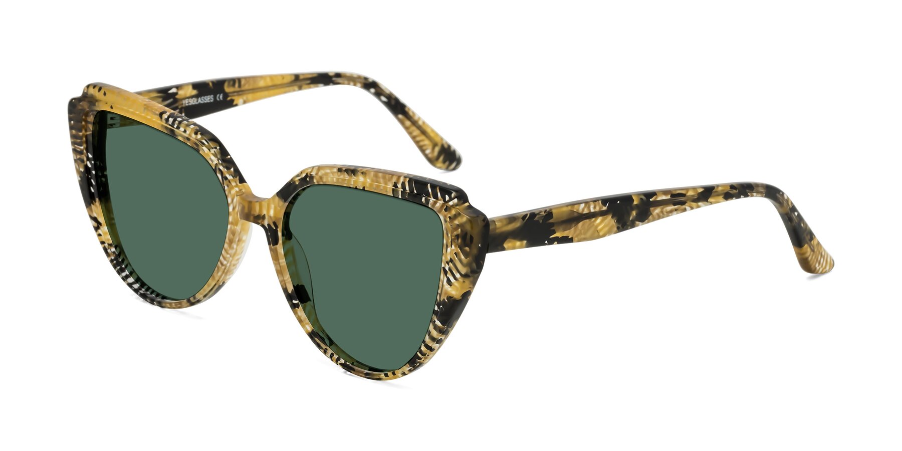 Angle of Zubar in Yellow Snake Print with Green Polarized Lenses