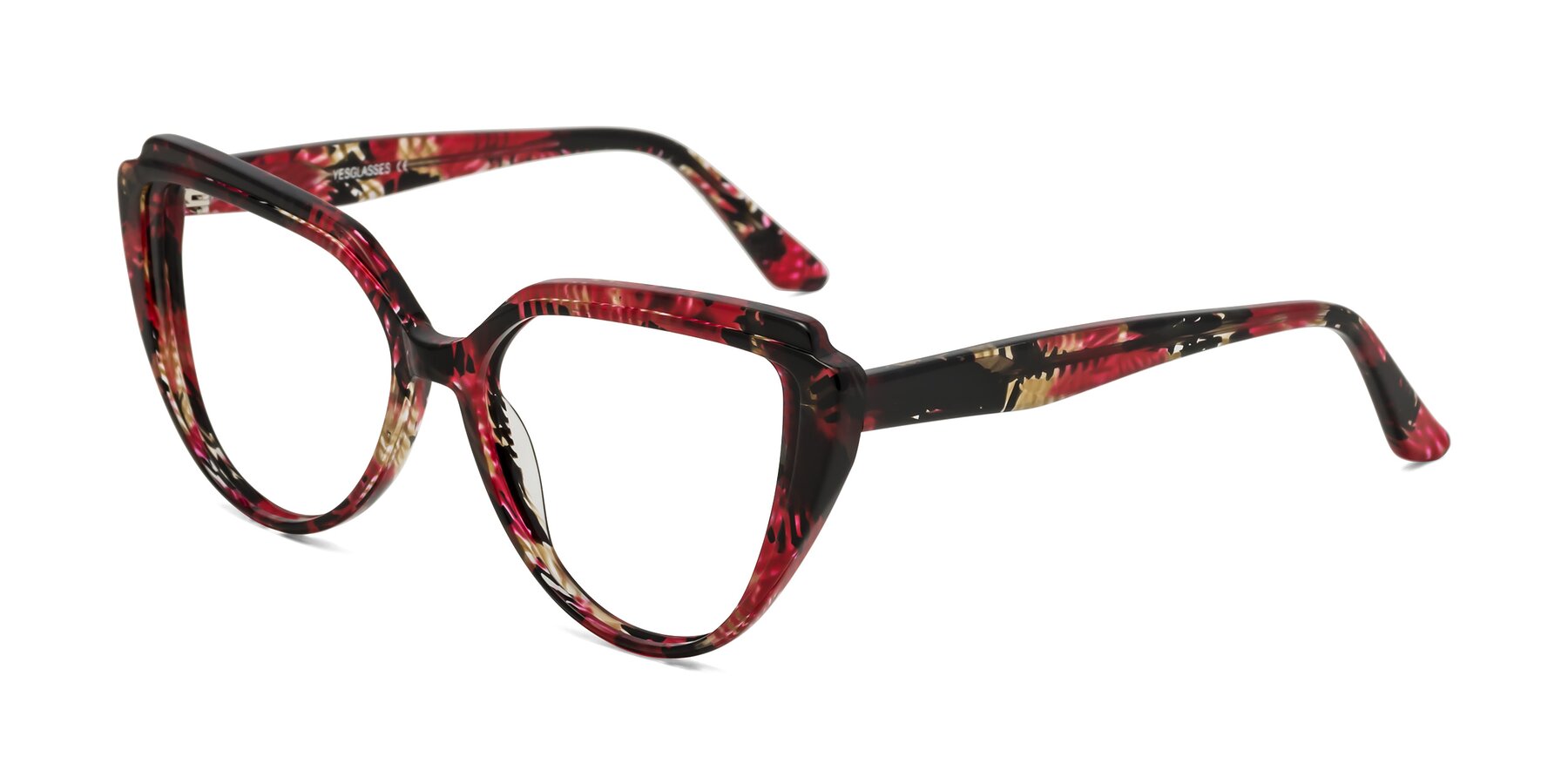 Angle of Zubar in Wine Snake Print with Clear Eyeglass Lenses