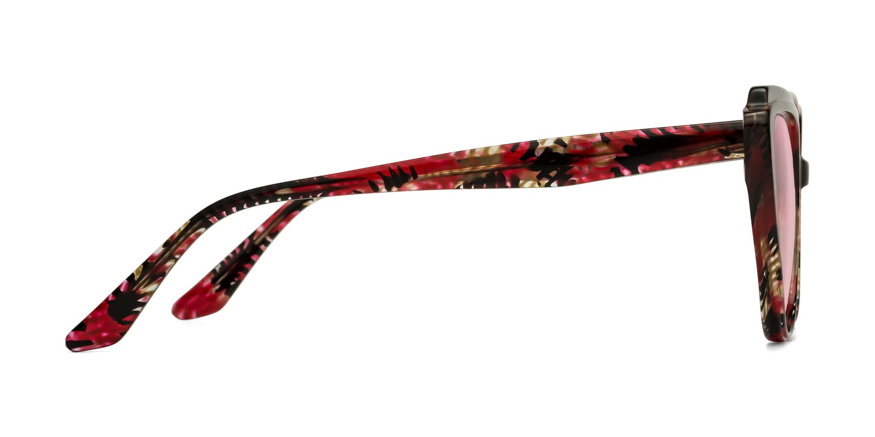 Side of Zubar in Wine Snake Print with Light Pink Tinted Lenses