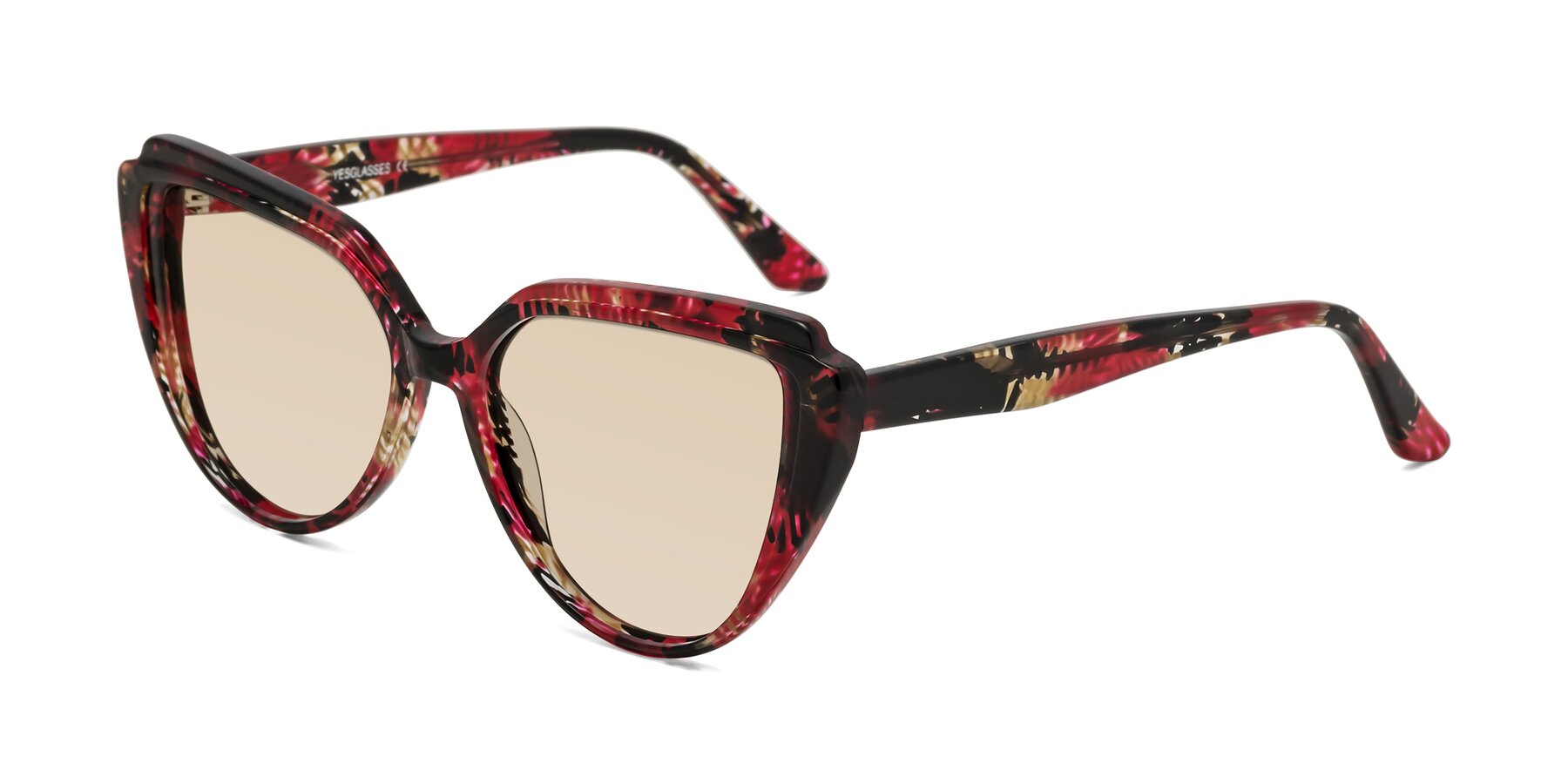 Angle of Zubar in Wine Snake Print with Light Brown Tinted Lenses