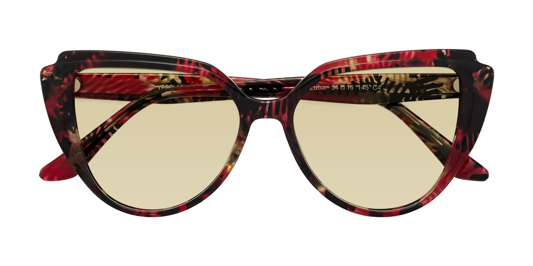 Folded Front of Zubar in Wine Snake Print with Light Champagne Tinted Lenses