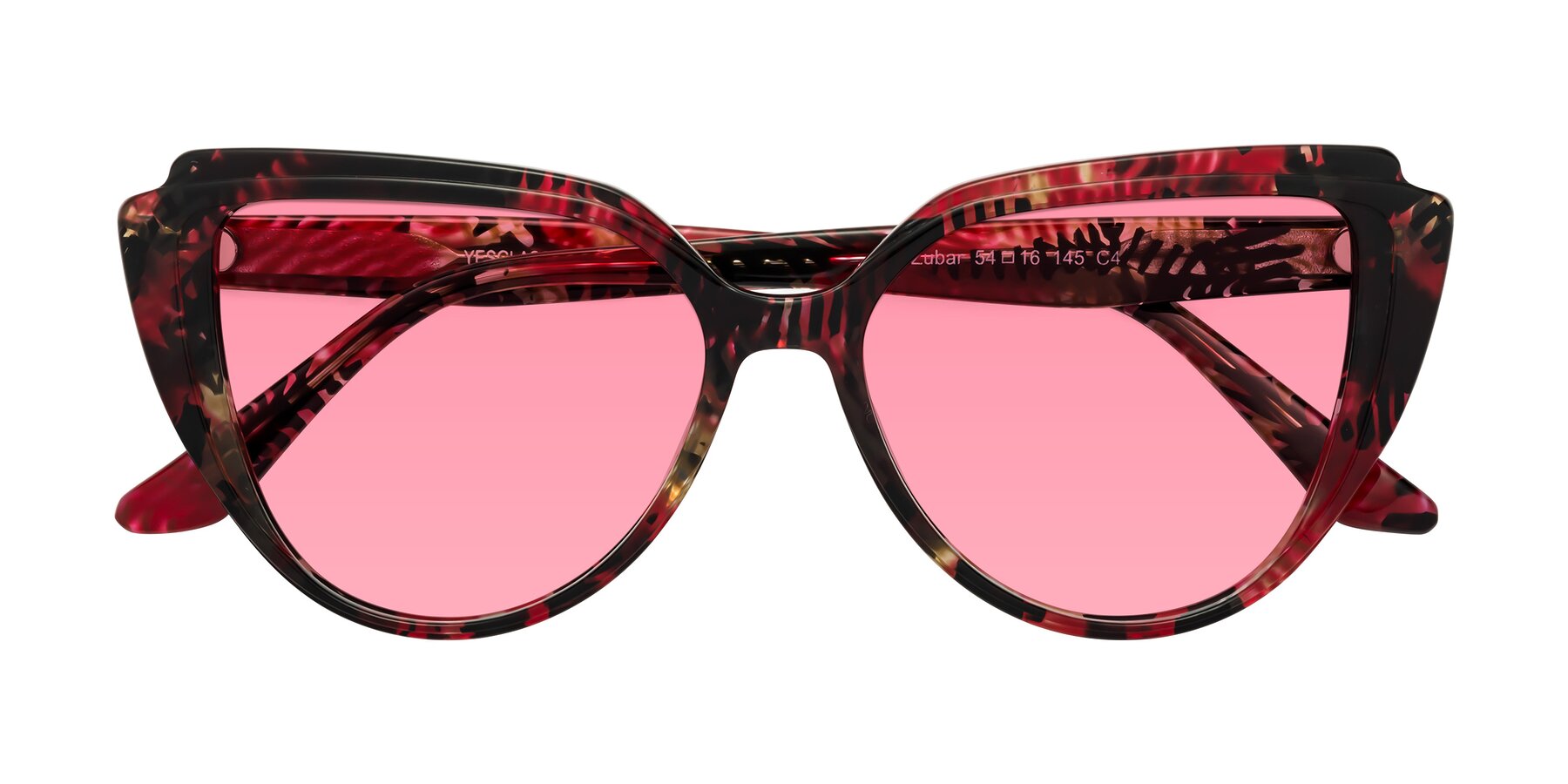 Folded Front of Zubar in Wine Snake Print with Pink Tinted Lenses